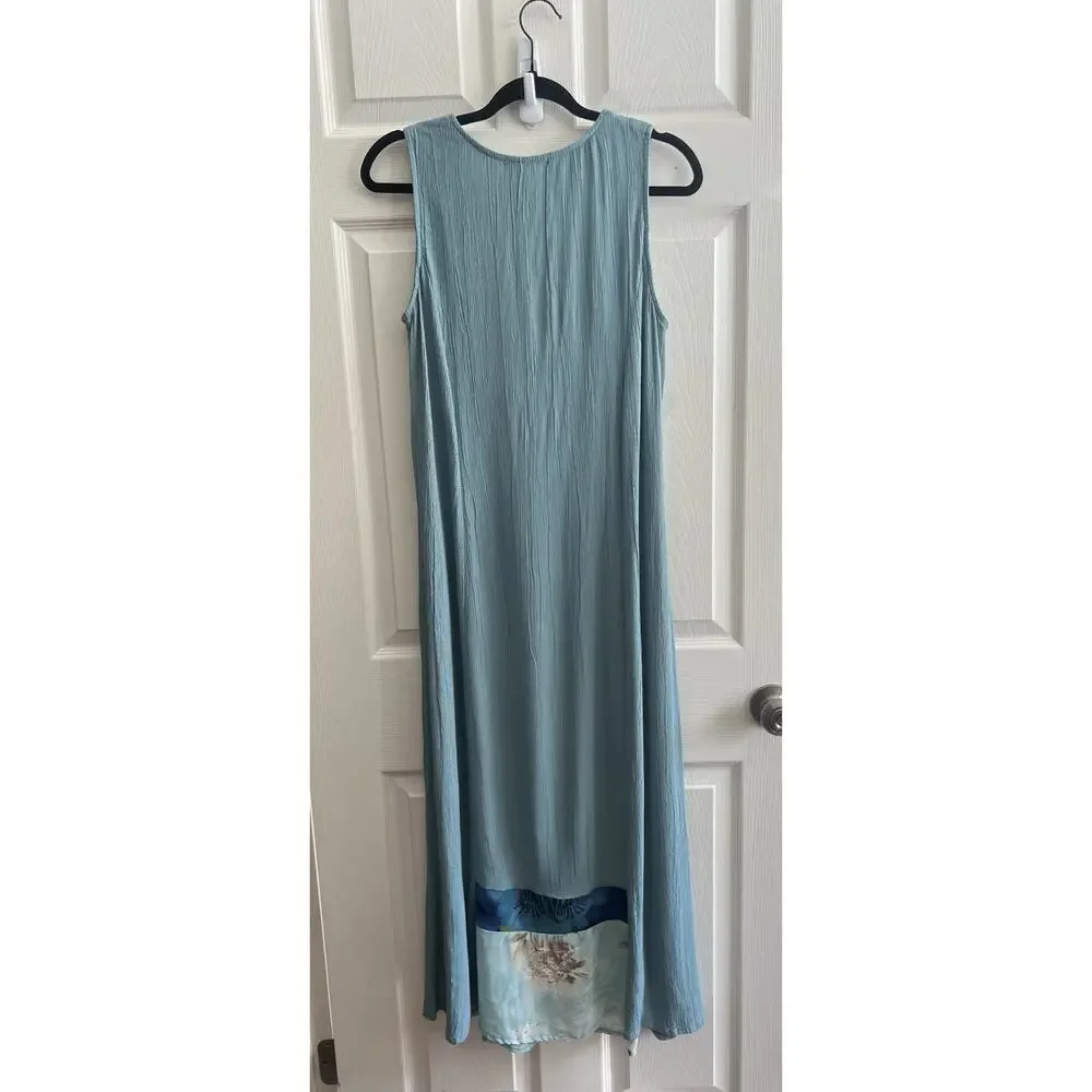 SPENCER ALEXIS Vintage 90s 2 Piece Mixed Media Maxi Dress Kaftan Sz 14 Whimsical
